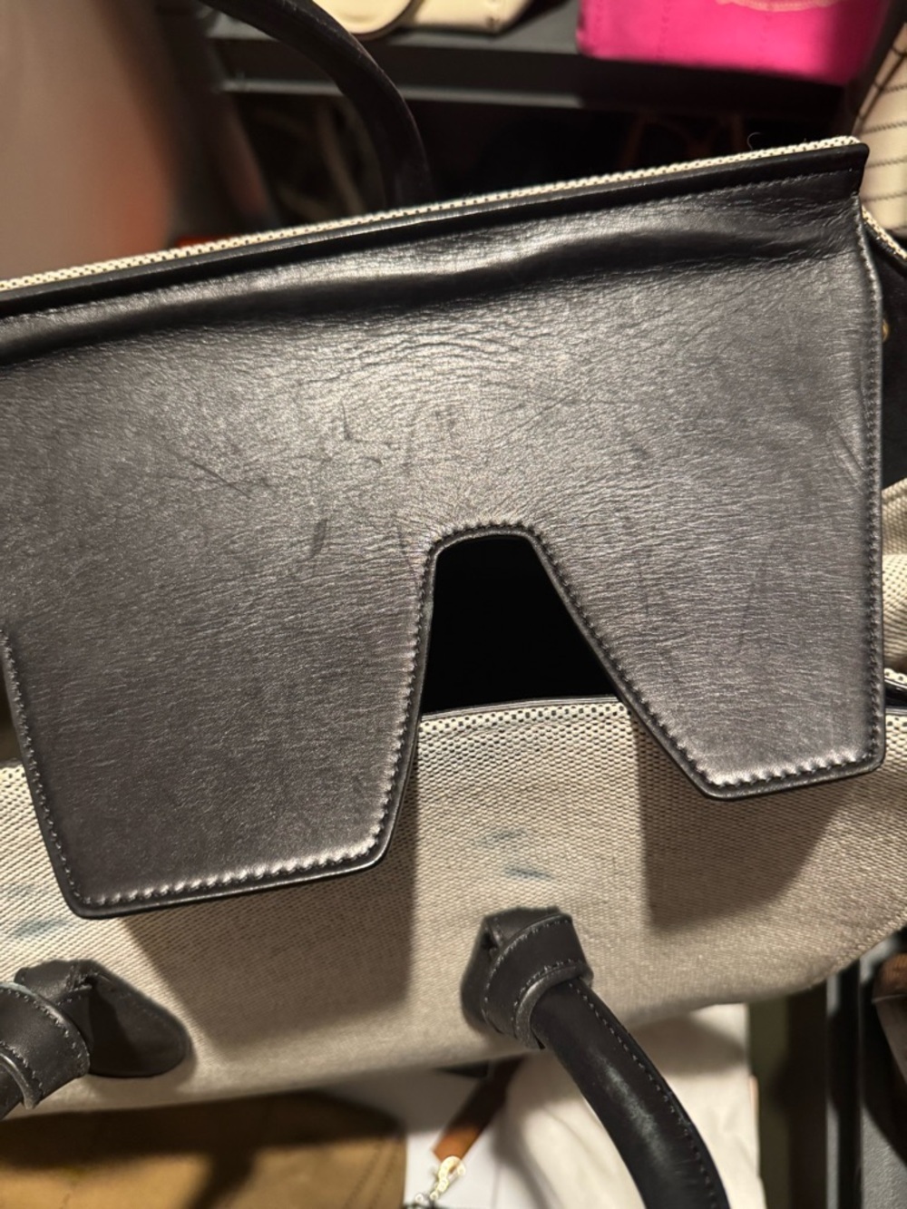 Celine Black/Cream Canvas and Leather Tie Tote - Picture 11 of 13